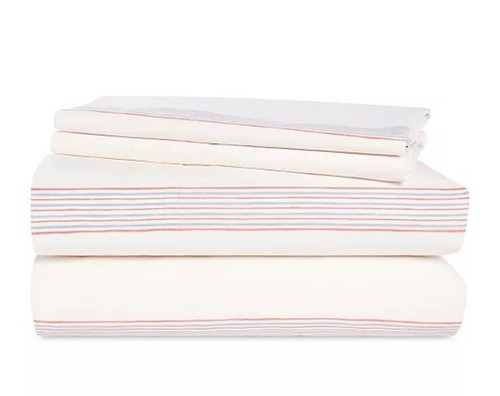Lauren Ralph Lauren MARLEY Stripe 100% Cotton 4pc Luxury Sheet Set QUEEN NWT - Picture 2 of 7