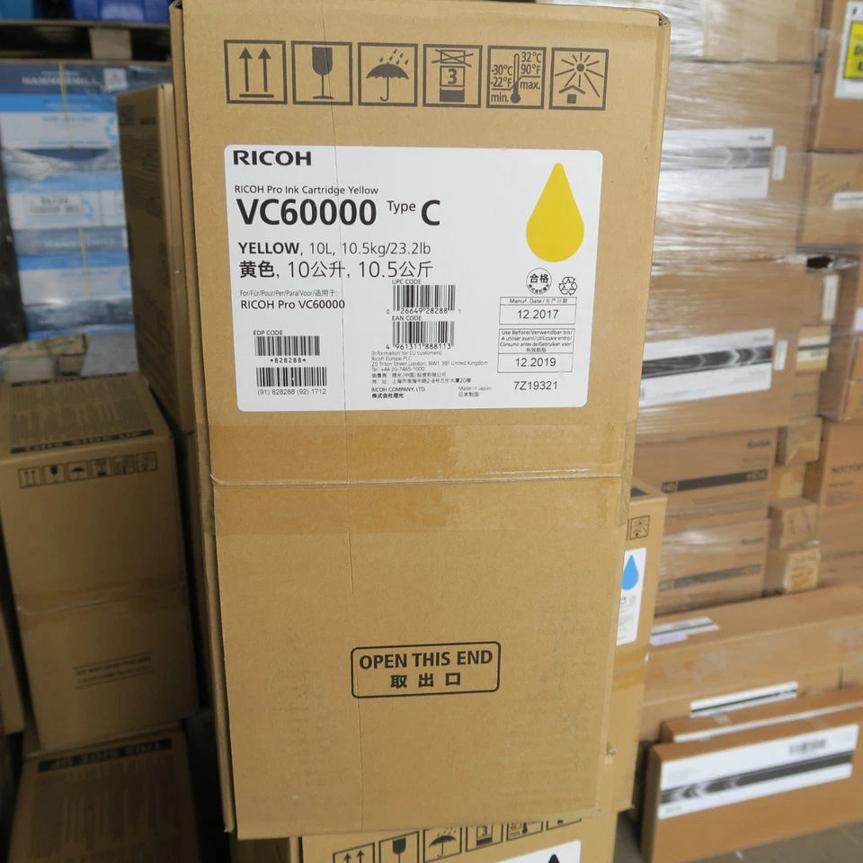 Yellow Pro Ink Cartridge 10L RICOH VC60000 Type C Fresh Stock December 2019   - Image 4 of 4