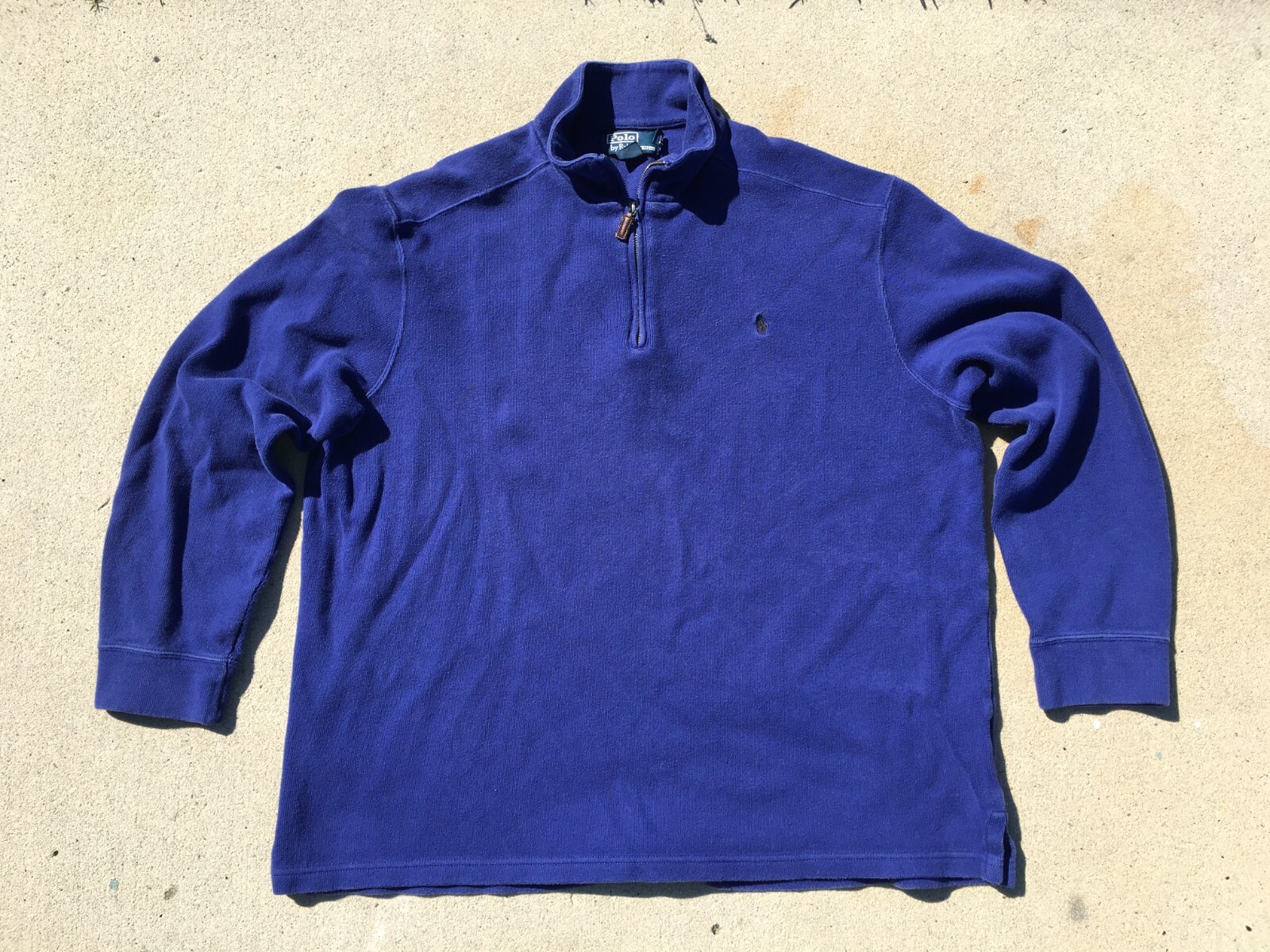 PONY Felpa pullover vintage da uomo polo Ralph Lauren mezza cerniera taglia XXL USA