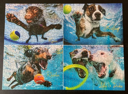 Underwater Dogs 2 Jigsaw Puzzle 1000 Piece Swimming Water Puppy Family, Complete - Picture 2 of 5
