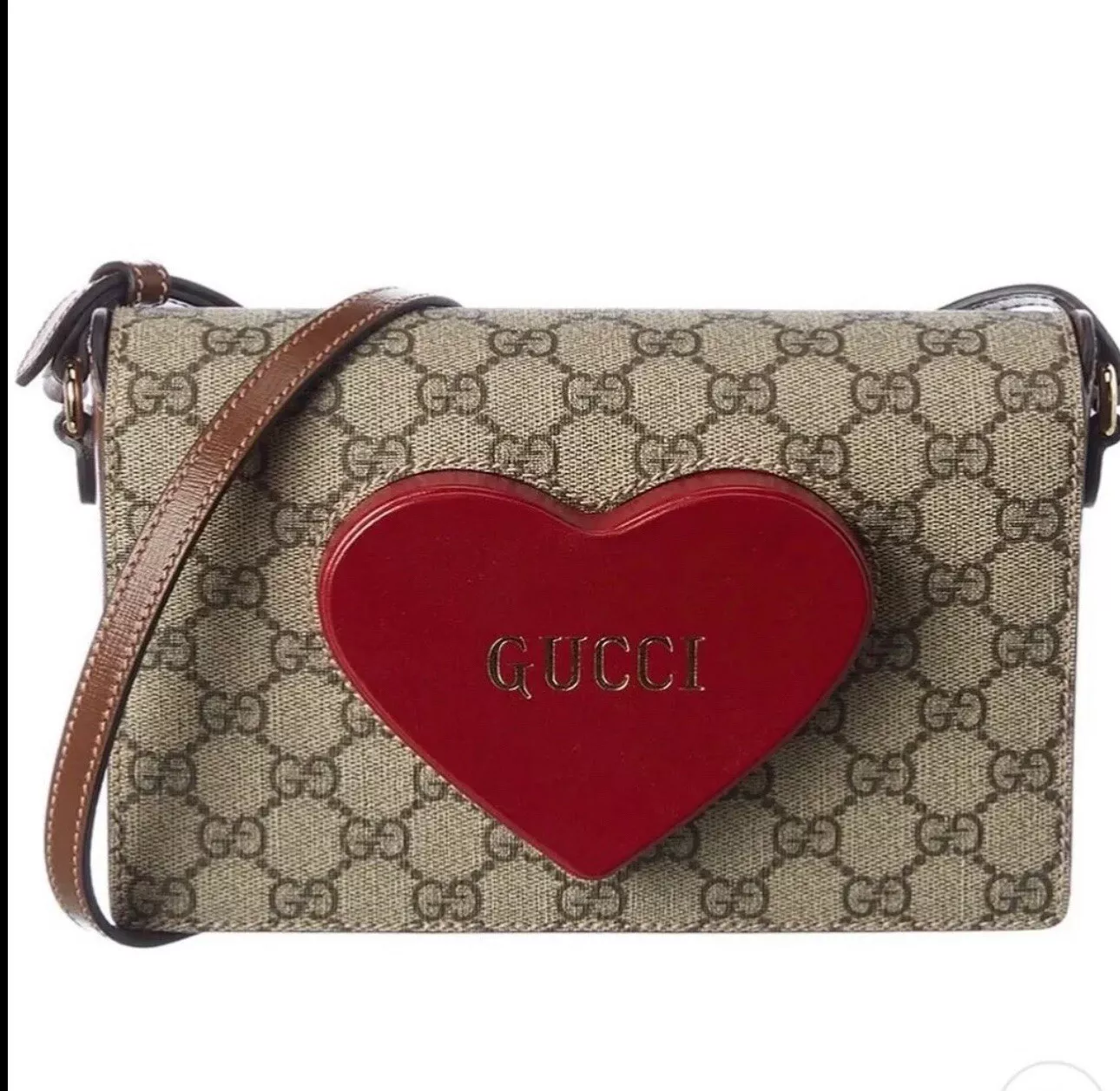 Sac bandoulière Gucci GG Supreme monogramme cœur