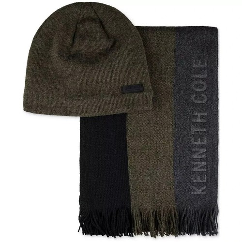 Kenneth Cole Reaction Herren grün Fleece gefüttert warm Mütze & Schal Set Einheitsgröße