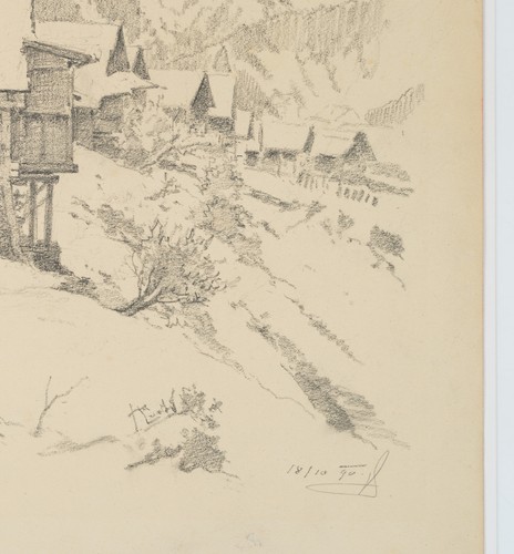 Alpendorf mit Alpenhütten im Schnee, 1810, Bleistift Unbekannt (19.Jhd) - Bild 5 von 5
