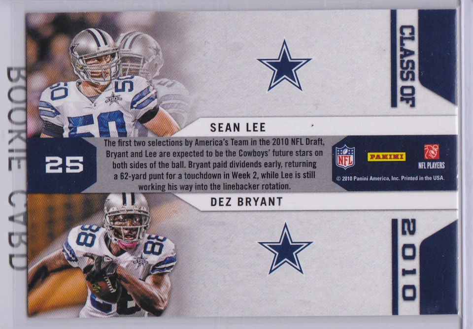 DEZ BRYANT & SEAN LEE Dual COWBOYS ROOKIE CARD 2010 Contenders Draft Class RC! - Image 2 of 2