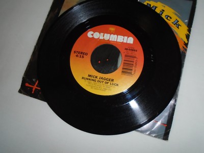 MICK JAGGER LUCKY IN LOVE/RUNNING OUT OF LUCK  45 RPM record   NEW VINYL