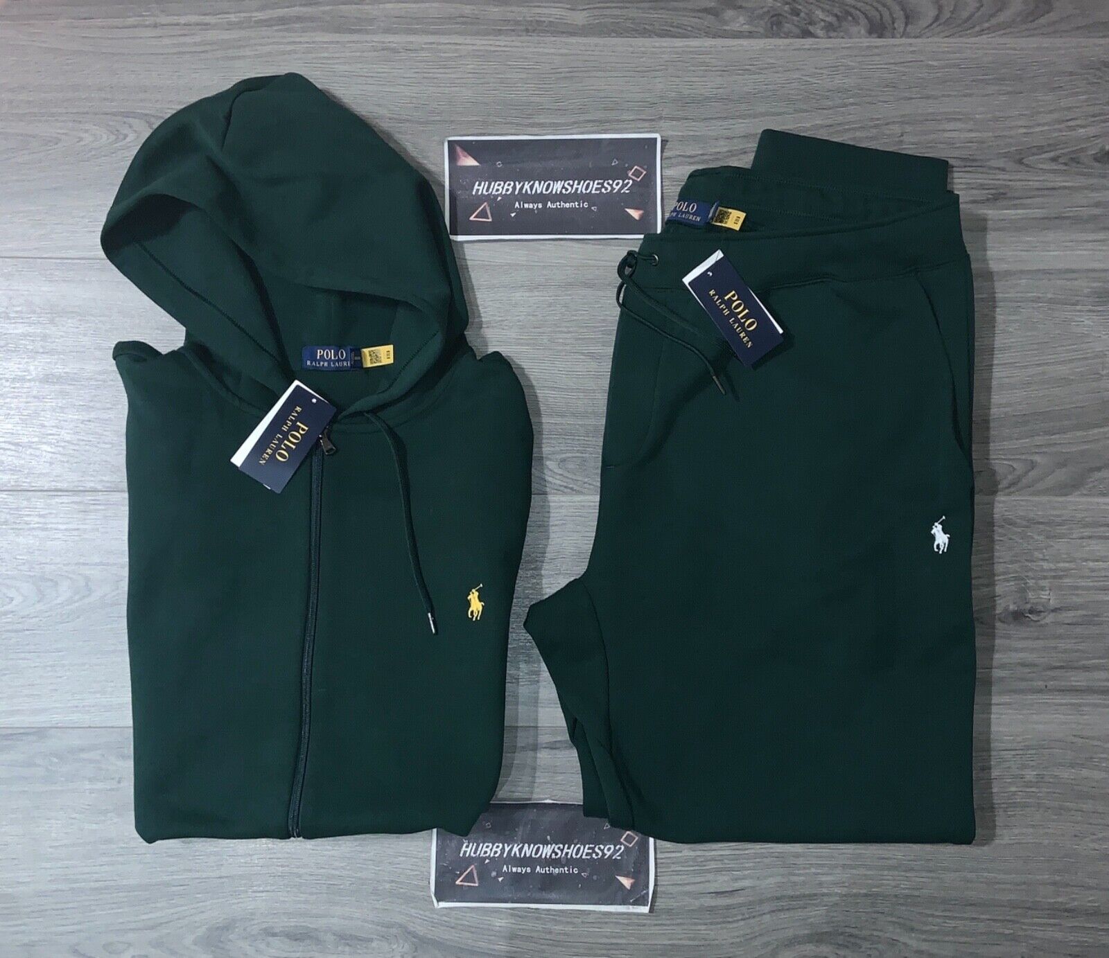 POLO RALPH LAUREN Men's Green Double Knit Full Zip Hoodie &