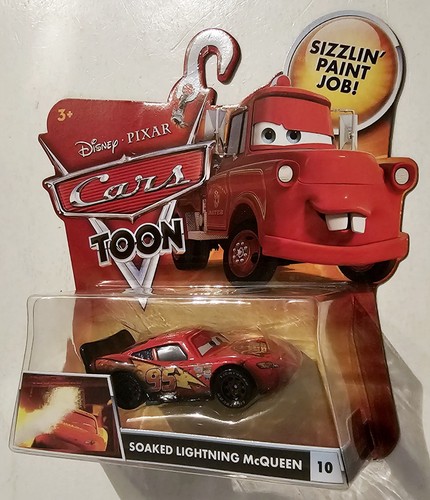 DISNEY PIXAR CARS TOON SIZZLIN' PAINT JOB #10 SOAKED LIGHTNING McQUEEN FIGURE - Picture 4 of 4