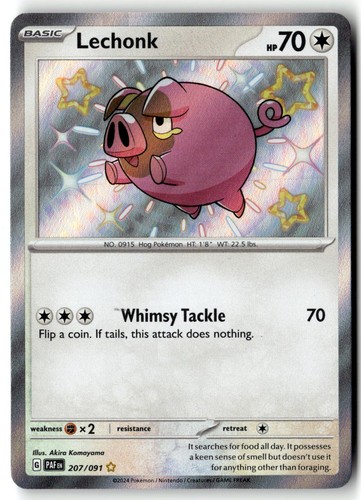 Lechonk 207/091 Shiny Rare Paldean Fates Pokemon Holo Near Mint