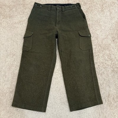 Filson Mackinaw Wool Field Pants Men's 34x25 Green Cargo Hunting