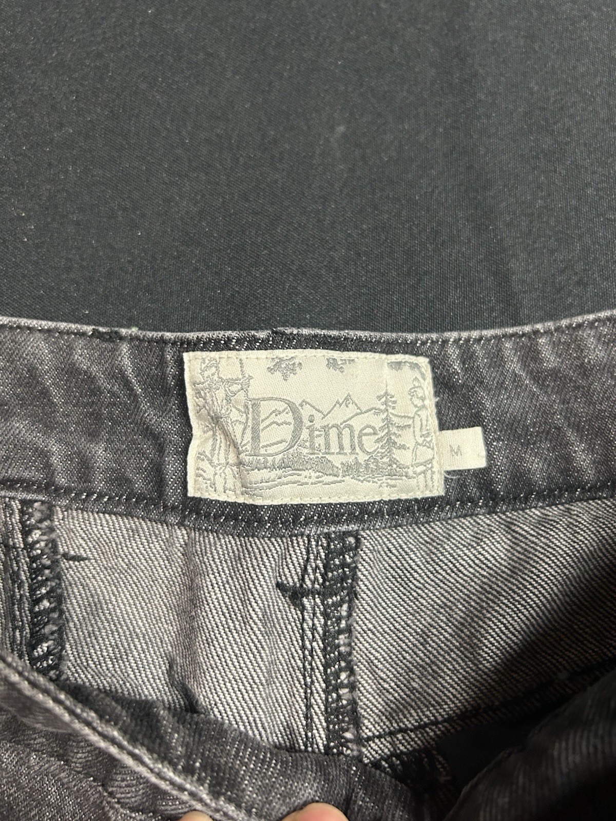 Dime Patch Jeans Black Weave Pattern Medium 32” - image 3