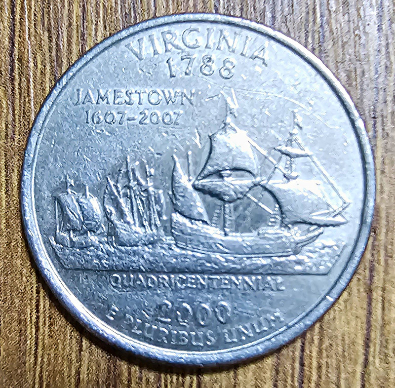 2000-D Virginia State Quarter 25C Business Strike Copper KM#345 Jamestown