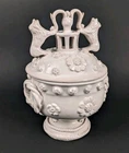Wedding Covered Pot Faience Malicorne Emile Tessier Two Lions In The Cage