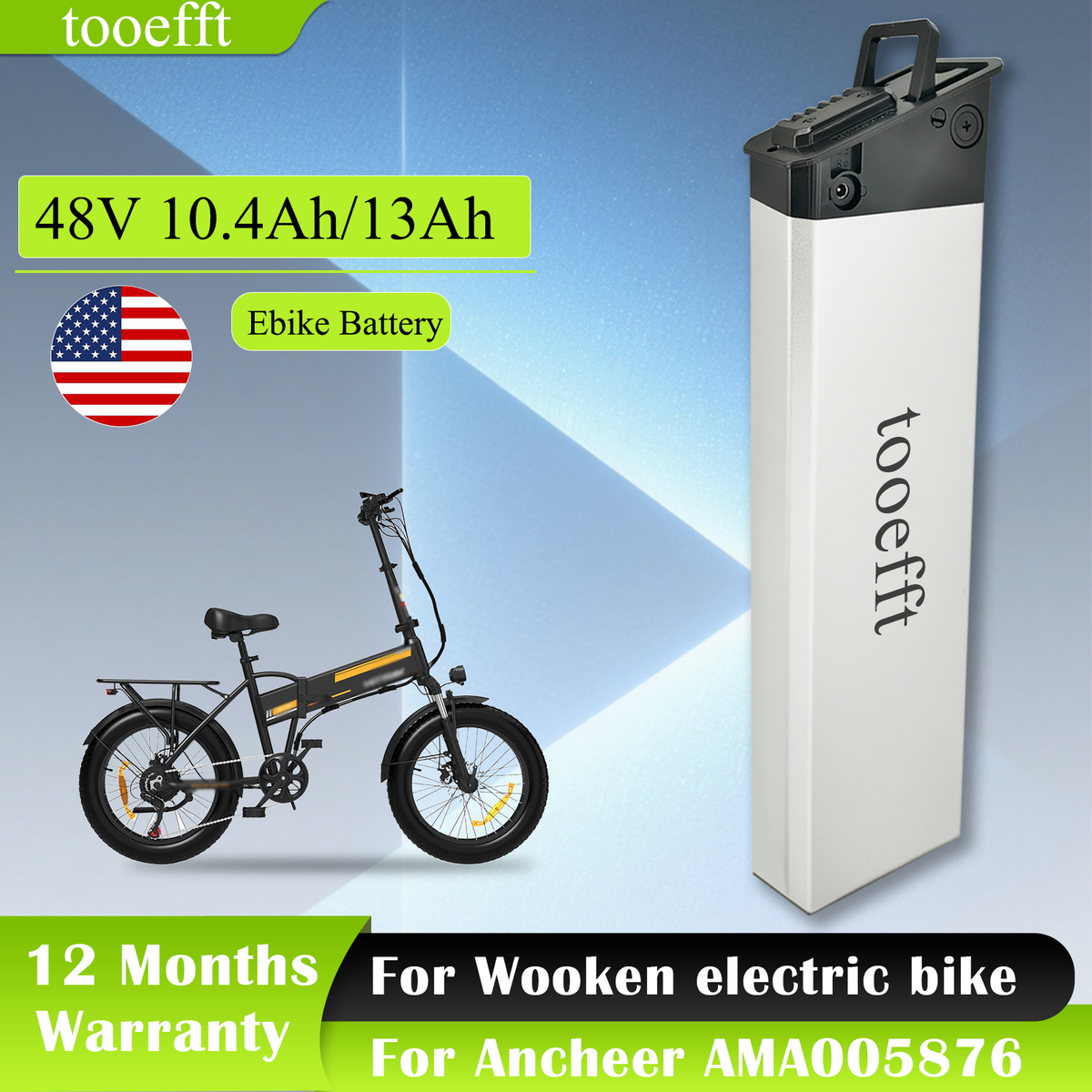 48V Battery for Wooken Electric Bike W-206 HITWAY BK10M Ouxi X8