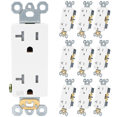 10 Pack Duplex Receptacle Outlet, 20Amp 125V TR & WR Wall Outlet, 2 Pole 3 Wires