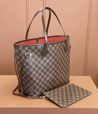 Louis Vuitton Neverfull MM Damier Ebene Medium Tote w/ Pouch Brown
