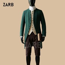 18th Century Green Frock Coat Colonial Civilian Jacket Revolutionary War Costume
