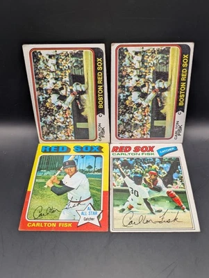 Lot of (4) Carlton Fisk HOF Cards - (2) 1974 Topps (1) 1975 Topps (1) 1977 Topps - Image 1 of 4