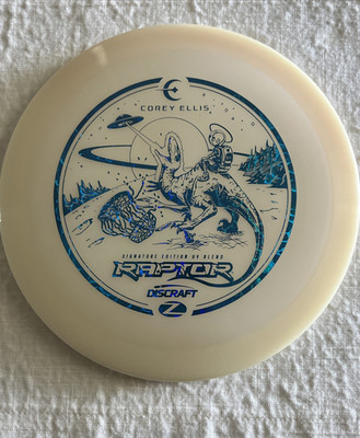 Discraft Z Raptor Corey Ellis UV Blend Disc Golf 173-174 Driver White Blue