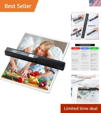Compact Handheld Photo Scanner - USB A4 Document & Receipt Scanner Up to 900 DPI