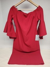 Chelsea28 Womens Off the Shoulder Bell Sleeve Cocktail Dress SZ 6 Red Jester New