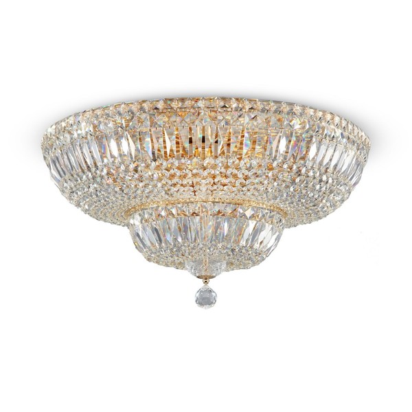 Deckenlampe Glas Metall Gold BüRo Ø60,5 Cm E14 Kristall Deckenleuchte 16-Flammig-image