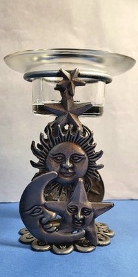 Celestial Sun, Moon, and Stars Tea Candle Holder and oil Warmer vintage Rare