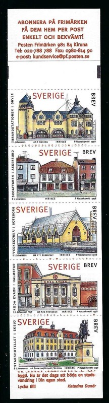 Fire - Sweden Booklet of 5 Stamps / Public Buildings - Fire Station in Gavle