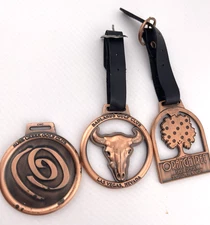 3 Golf Resort Bag Tags METAL Copper Orange Tree Arizona Badlands Nevada Rose