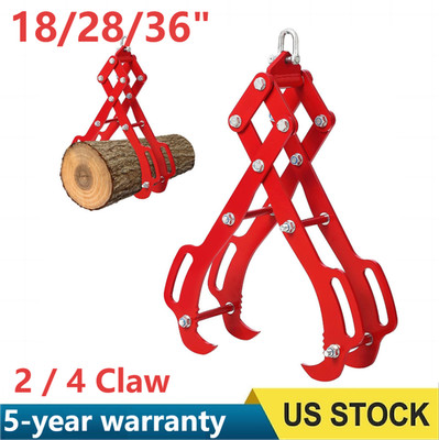 18/28/36'' 2 4 Claw Log Lifting Tongs Swivel Grapple Timber Claw Felling Grabber