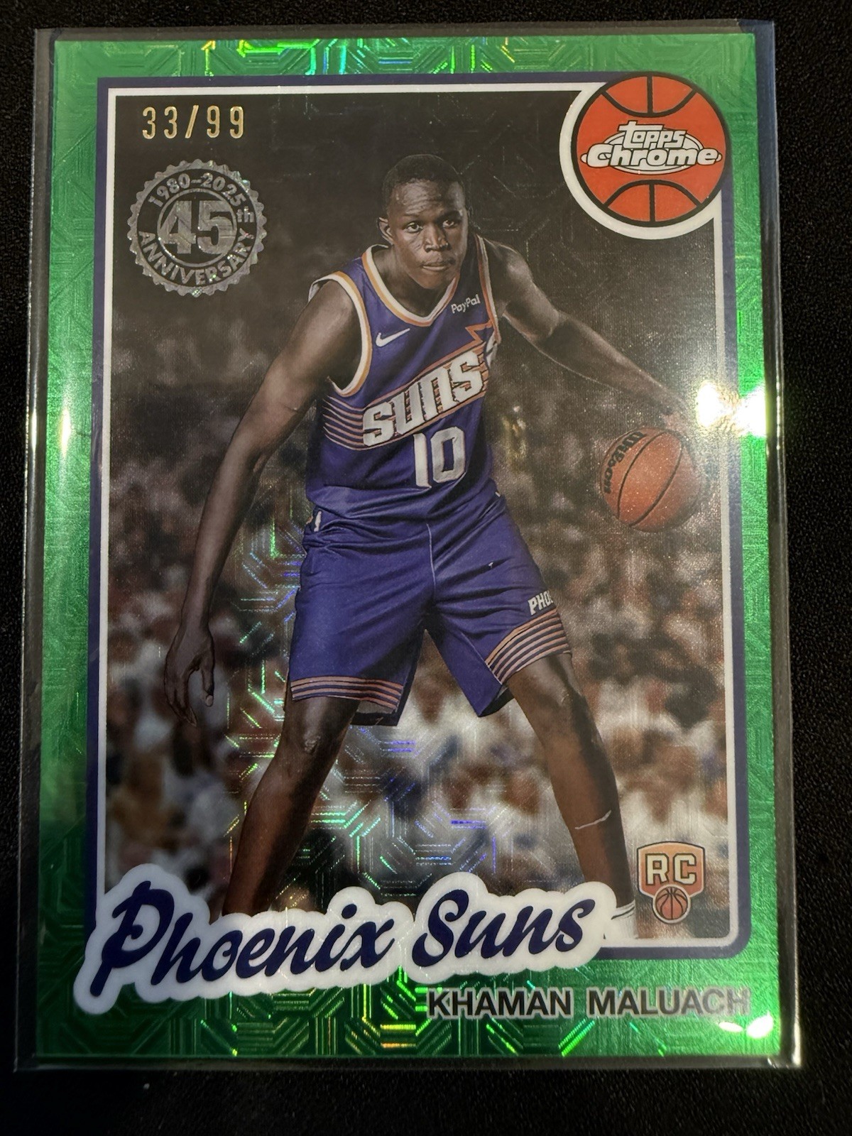 2025-26 Topps Chrome Basketball Mojo Khaman Maluach Green Refractor /99