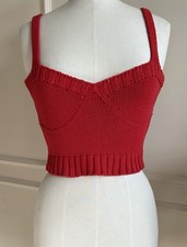 Zara Red Knitted Cotton Polyester Belend Spaghetti Straps Top, Bustier , S, NWT