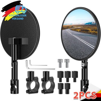 2X Lenkerendenspiegel in schwarz rund e-geprüft 301-078 Supermoto 1 Paar