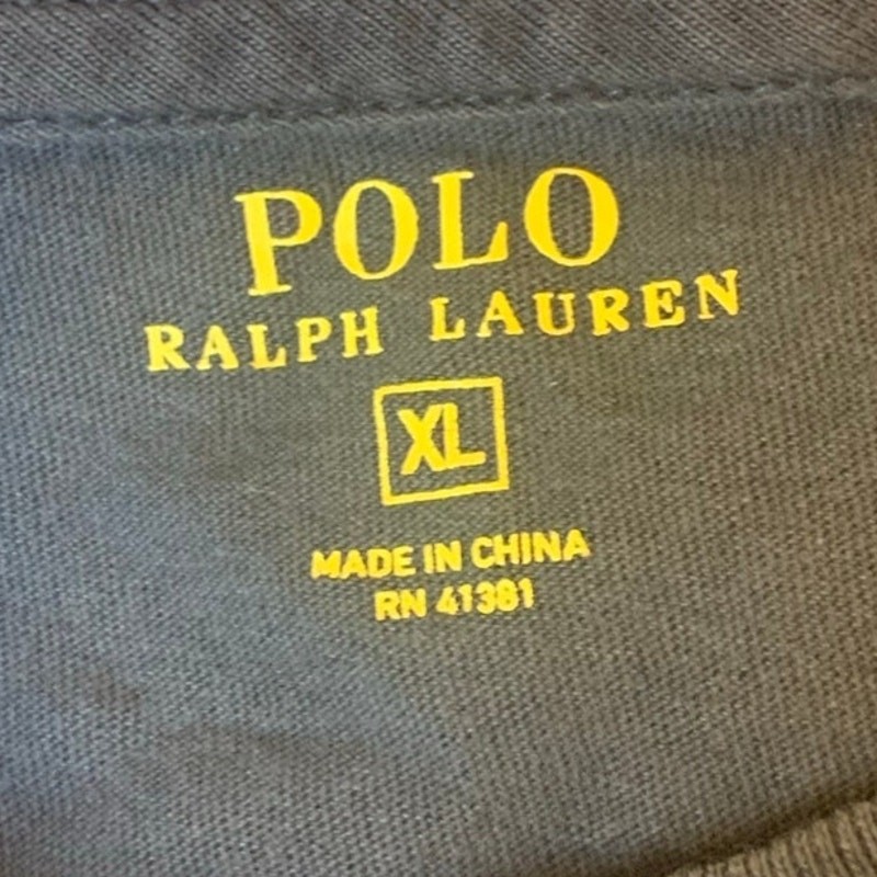 Polo Ralph Lauren maglietta XL uomo antracite pony logo tasca manica lunga preppy