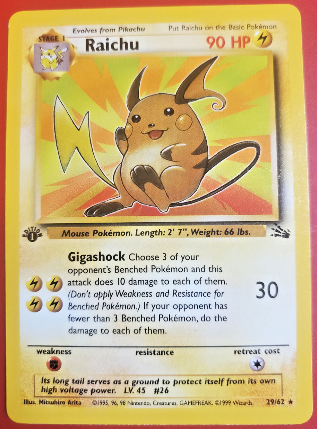 Raichu 1999 Fossil #29/62 1st Edition Price Guide - Sports Card