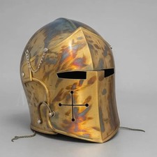 Hand-Forged Steel Templar Knight Helmet  Medieval Crusader Armor Only Helmet
