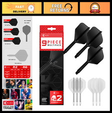 Integrated Dart Flights Shafts 9 Pack Bundle - Short, Medium, Long, 3 Colors