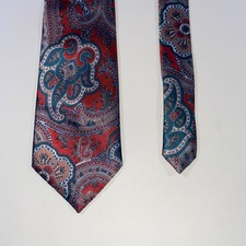 Wembley Vintage Mens Paisley Tie Red Blue Tan Made in USA WPL 4075 Classic Wide