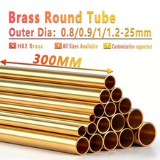 Brass Round Tube Long 300mm OD 0.8 25mm Wall 0.15 3mm Thick Seamless Pipe Tubing