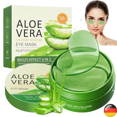 60 Stück Aloe Vera Augenpads mit Kollagen & Hyaluronsäure   Anti-Aging,Falten