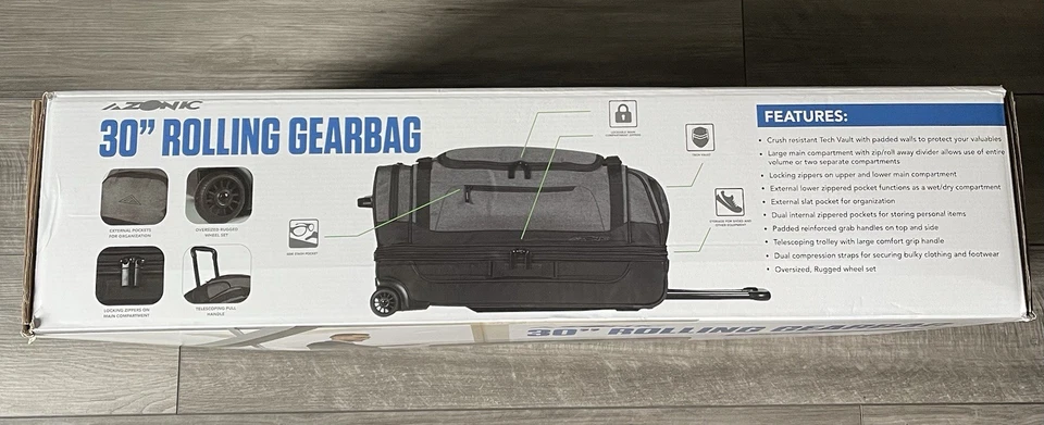 Bolsa de equipo rodante Azonic 30" equipaje de viaje de alta resistencia con ruedas Foto 2 de 4