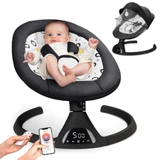 Baby Swing Electric Baby Rocker Infant Swing w/ Noise, 5 Sway Speeds & Bluetooth