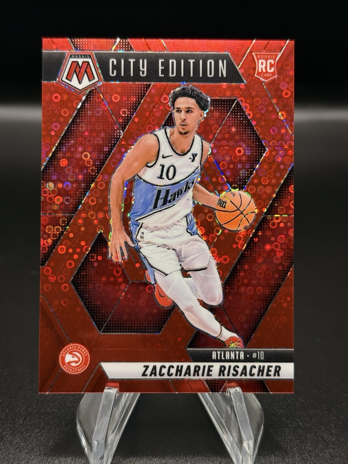 2024-25 Mosaic Zaccharie Risacher Fast Break Red City Edition # /99 Hawks Rookie