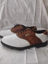 Footjoy Golf Shoes Men 9.5 Superlites Oxford Saddle Soft Spike Brown White