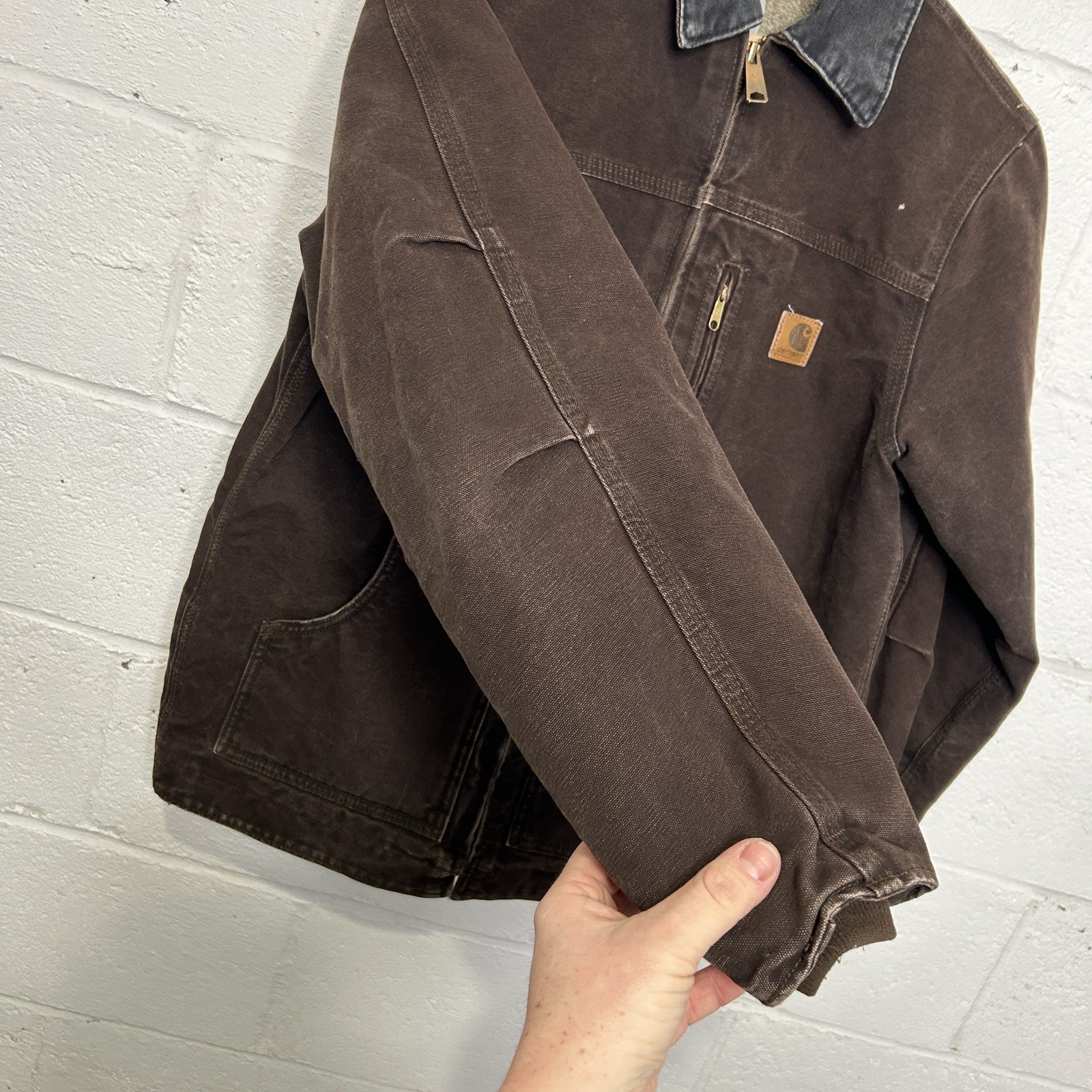 Vintage Carhartt Sherpa-Lined Jacket “Dark Mocha” YYC61 DKB Youth XL/Women’s XS thumbnail 8