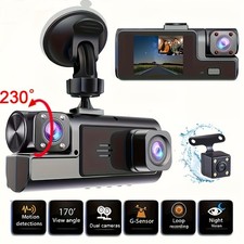 3 CAM DASHCAM PER AUTO - TELECAMERA FULL HD DVR CAR VIDEO CAMERA RETROMARCIA