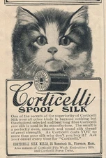 Magazine Ad - 1902 - Corticelli Spool Silk - Florence, MA - kitten