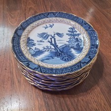 Booths Real Old Willow 9072 Side Plates x11 19cm Gold Trim Backstamp 1906-44