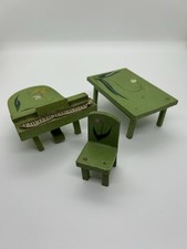 Vintage Wooden Green Doll House Miniature Furniture Bundle 1:12 Scale Foreign 