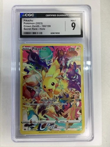 PIKACHU Pokemon Crown Zenith 160/159 Secret Rare CGC 9 Mint 2023
