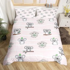 Kids Koala Bedding Set Girls Boys Kids Cute Cartoon Koala Design Comforter Co...